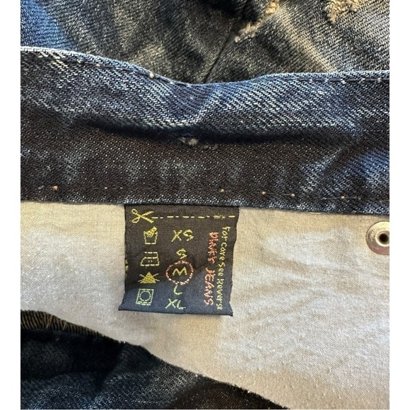 DINKY Denim Shorts With Plaid And Distressing Dark Wash  - Size Medium - Picture 4 of 12